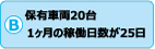 保有車両20台、1ヶ月の稼働日数が25日の場合